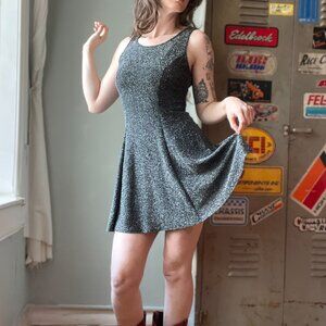 Vintage 90s Silver Lurex Mini Dress | 60s Mod Party Style | Metallic Knit | XS/S